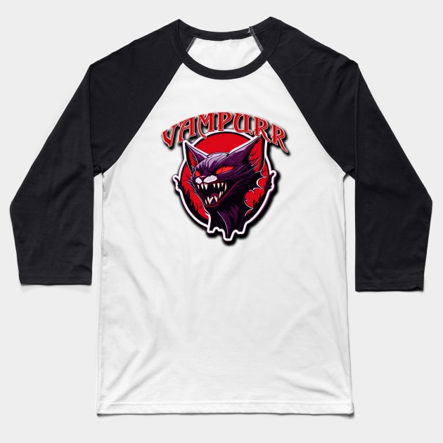 Vampurr - Vintage Cat Baseball T-Shirt by Gothic Museum